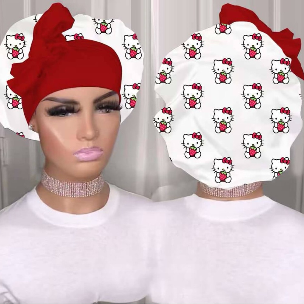 Hello Kitty Satin Bonnet with a Tightening String (1)
